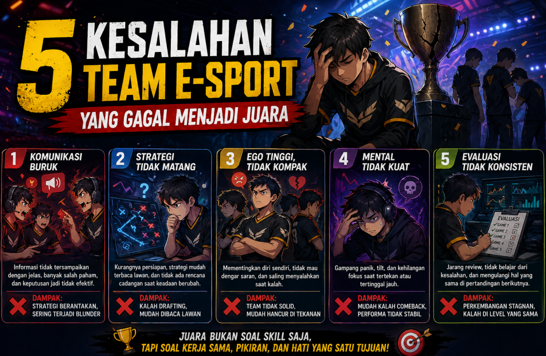 5 Kesalahan Team E-Sport yang Gagal Menjadi Juara