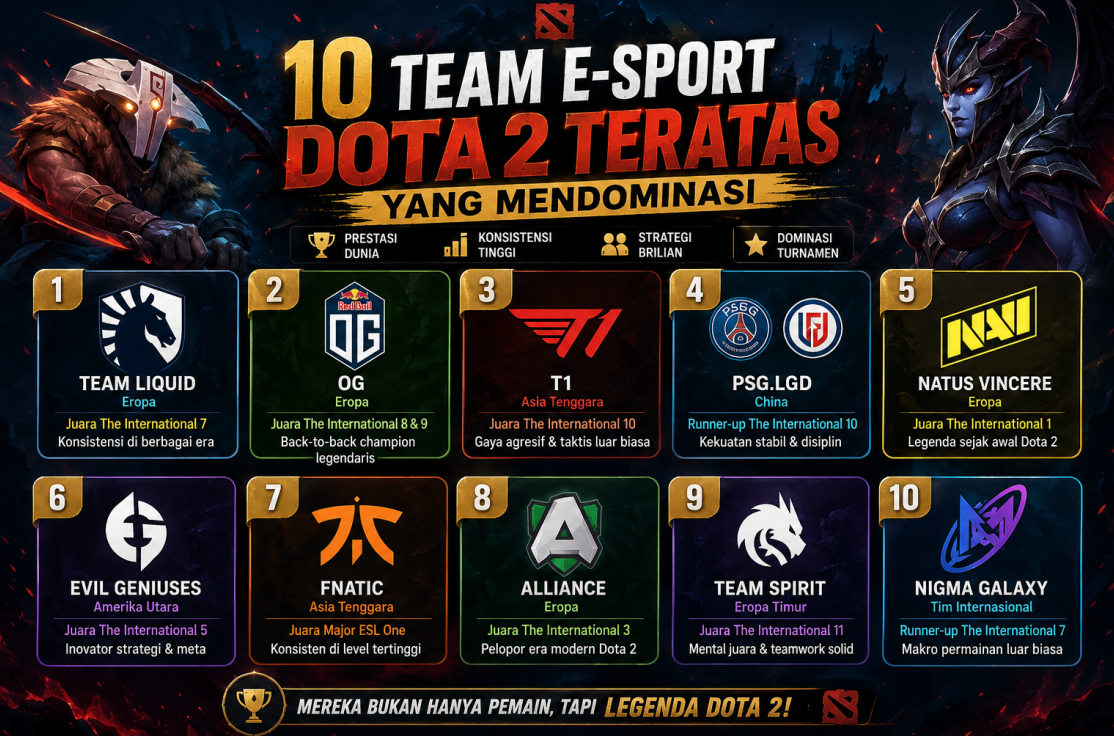 10 Team E-Sport Dota 2